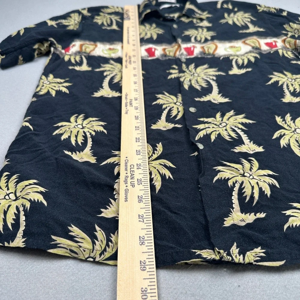 80s Vintage 100% Rayon Pierre Cardin Button Up Shirt Mens Medium Black Tropical - Picture 8 of 10